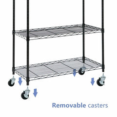 5-Tier Shelves Wire Unit Rack Large Space Storage Rolling with 4 Wheel Casters